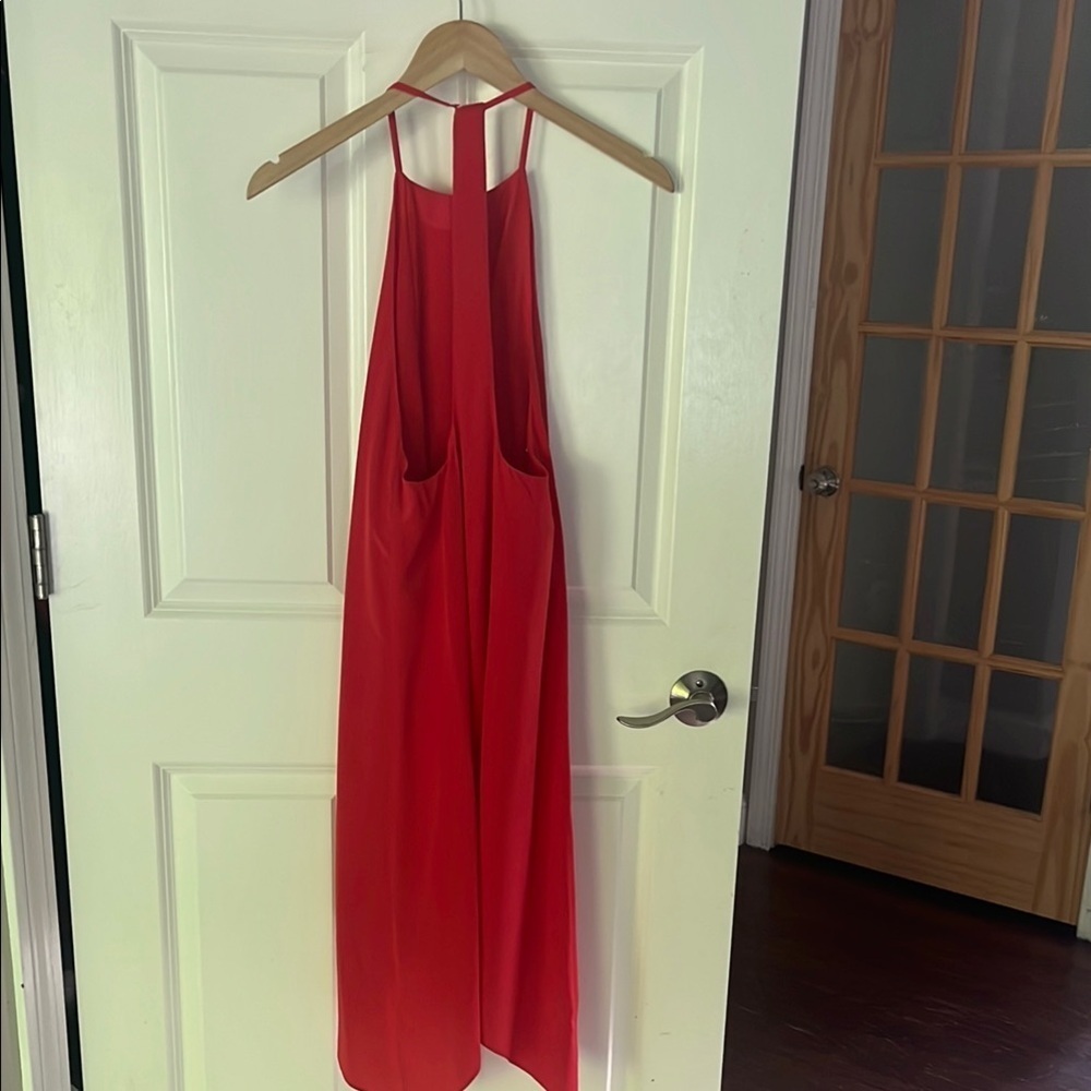 Club Monaco Red Silk Scarf Halter Sun-dress with open back size 00 - Picture 7 of 14